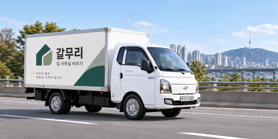갈무리 작업 차량을 담은 그림 · 권선구 폐업정리